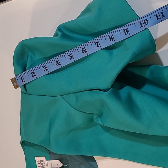 LIKE NEW VTG 80s Leslie Fay Satin Teal/White Puff Shoulder Large Bow Blazer - Picture 13 of 15
